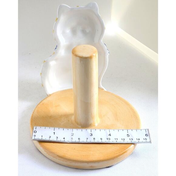 PAPER TOWEL HOLDER/DISPENSER-ALCO-Countertop-White Cat-Yellow Stripes-Ceramic - Picture 9 of 10